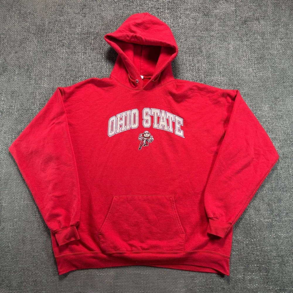 Hanes Ohio State Hoodie Mens XL Red Brutus Buckeye Graphic Sweatshirt